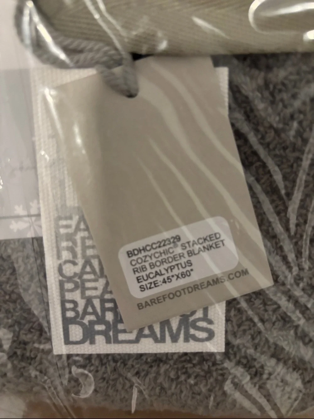 Barefoot Dreams CozyChic Rib Border Blanket - Eucalyptus 45”x60”